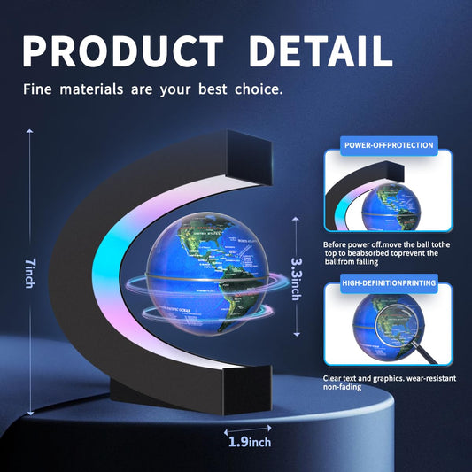 Poojaed globe with LED lighting enhancing workspace ambience.