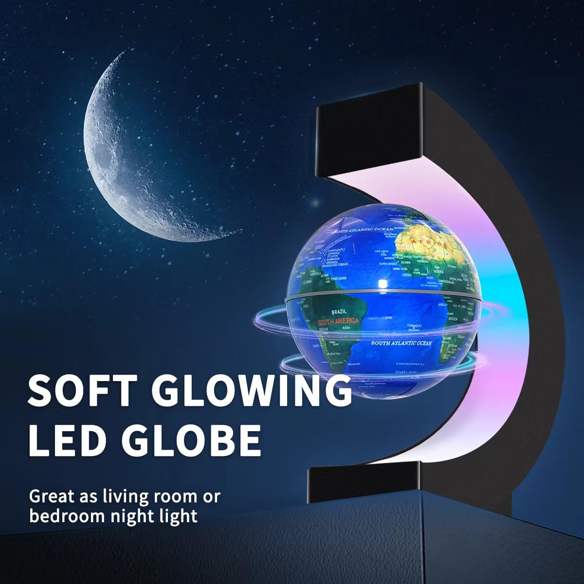 Poojaed floating globe highlighting a sleek, modern design.