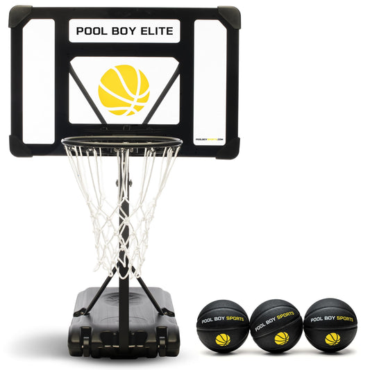 Pool Boy Sports pool basketball hoop assembly for easy setup and quick play.