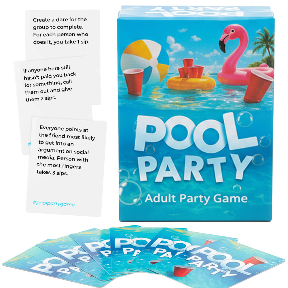 Pool Party waterproof adult game deck ready for poolside laughs.