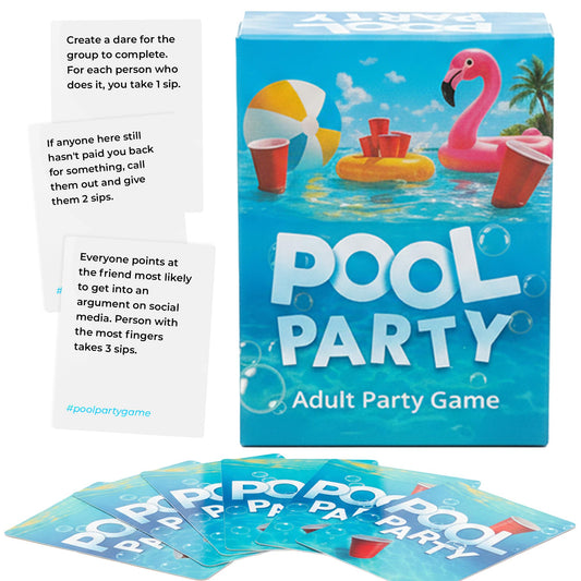 Pool Party waterproof adult game deck ready for poolside laughs.