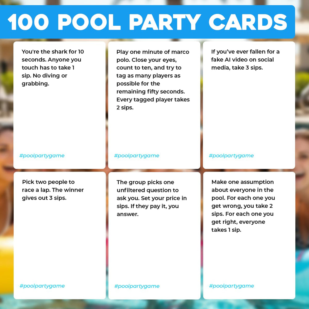 Friends play a round at a sunny pool, enjoying quick prompts.