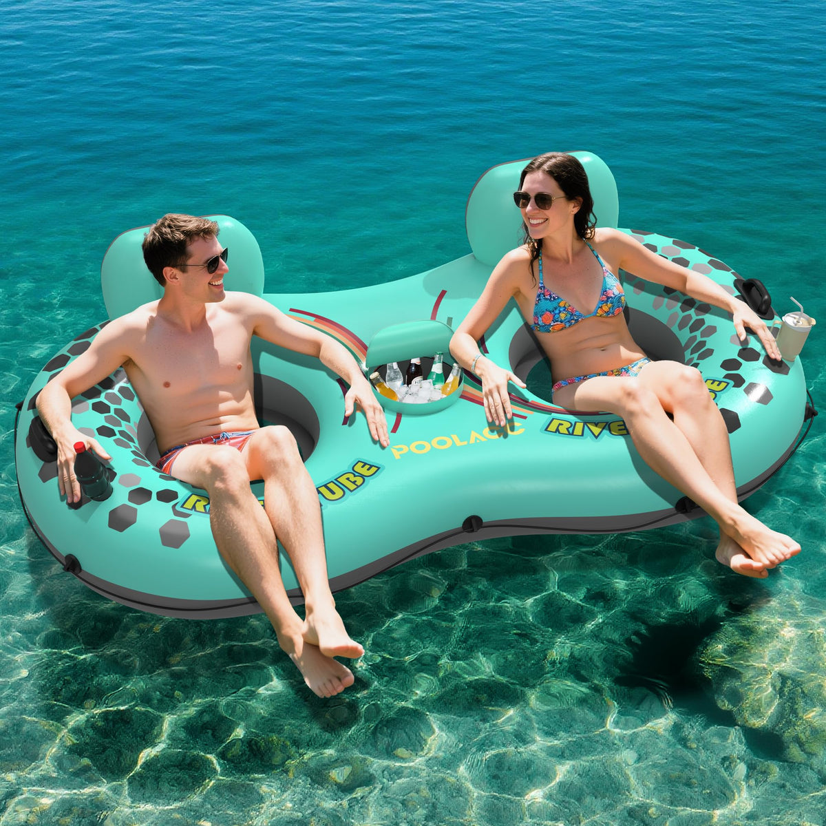 POOLACC 2-Person River Tube backrest provides comfortable support on water.