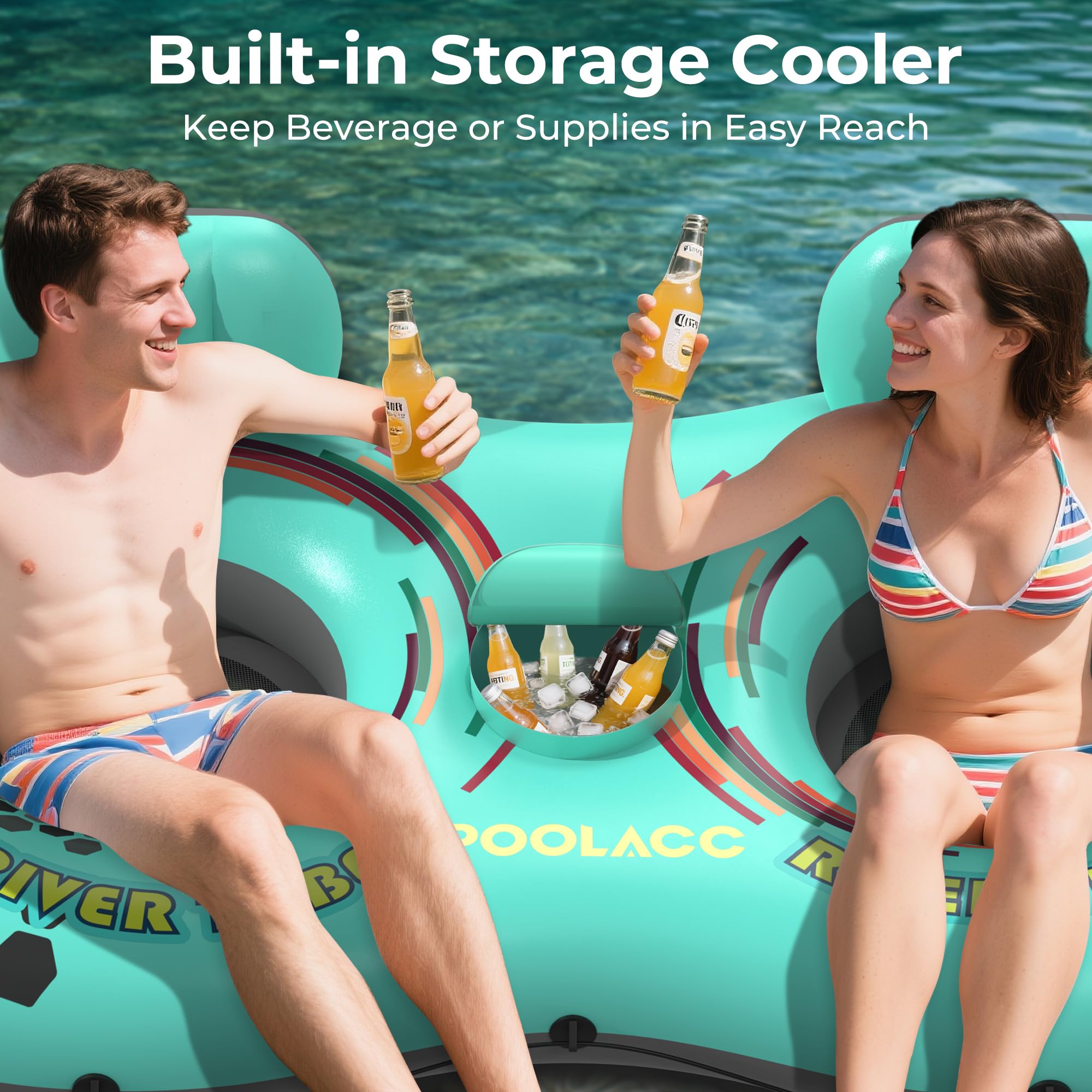POOLACC 53x95 inch river tube offers spacious seating for two adults.