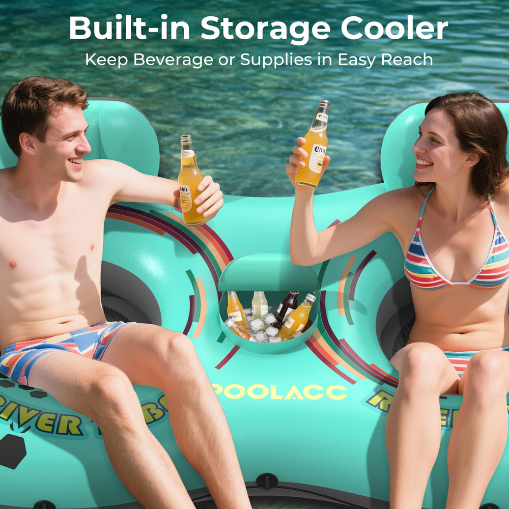 POOLACC 53x95 inch river tube offers spacious seating for two adults.