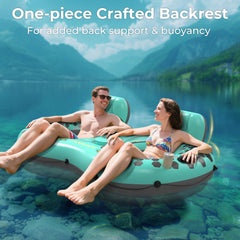POOLACC Ergonomic mesh seat and backrest stay cool during long floats.