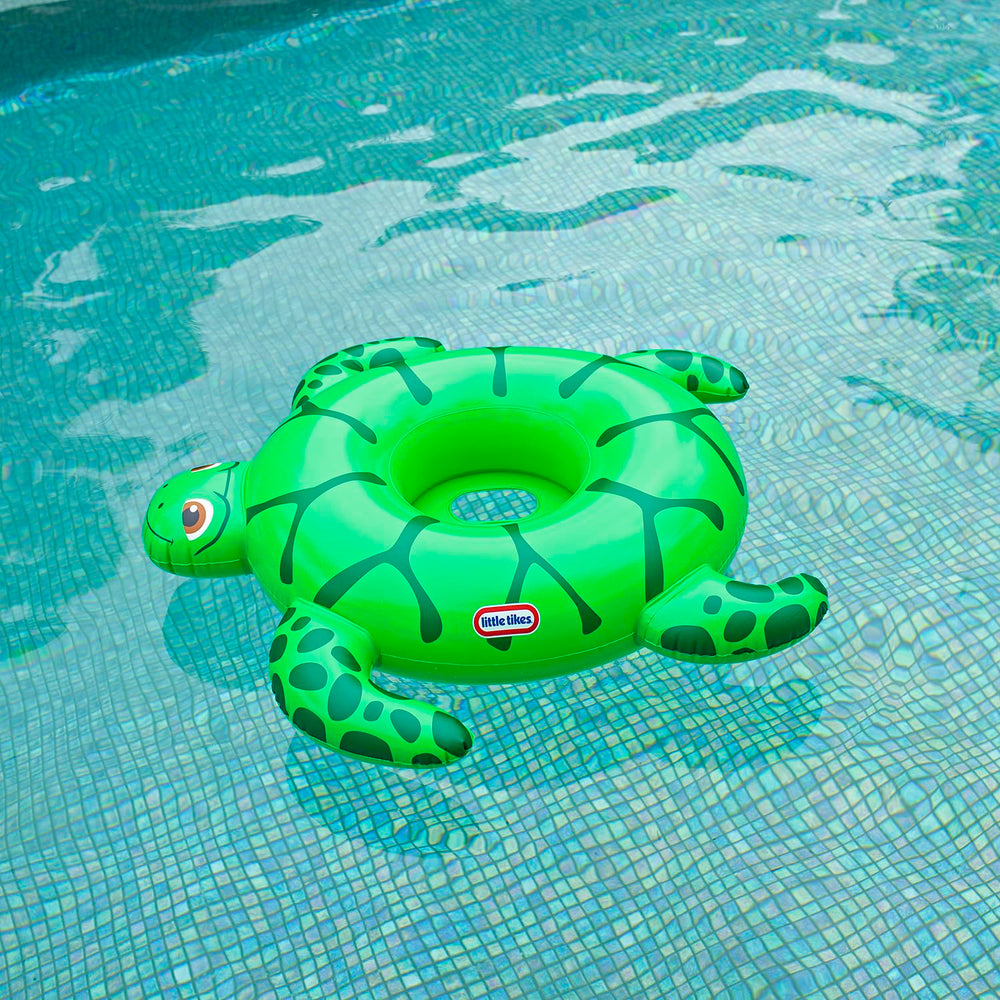 Poolcandy Little Tikes Timmy Turtle baby-seat on float shows secure leg holes for tiny riders
