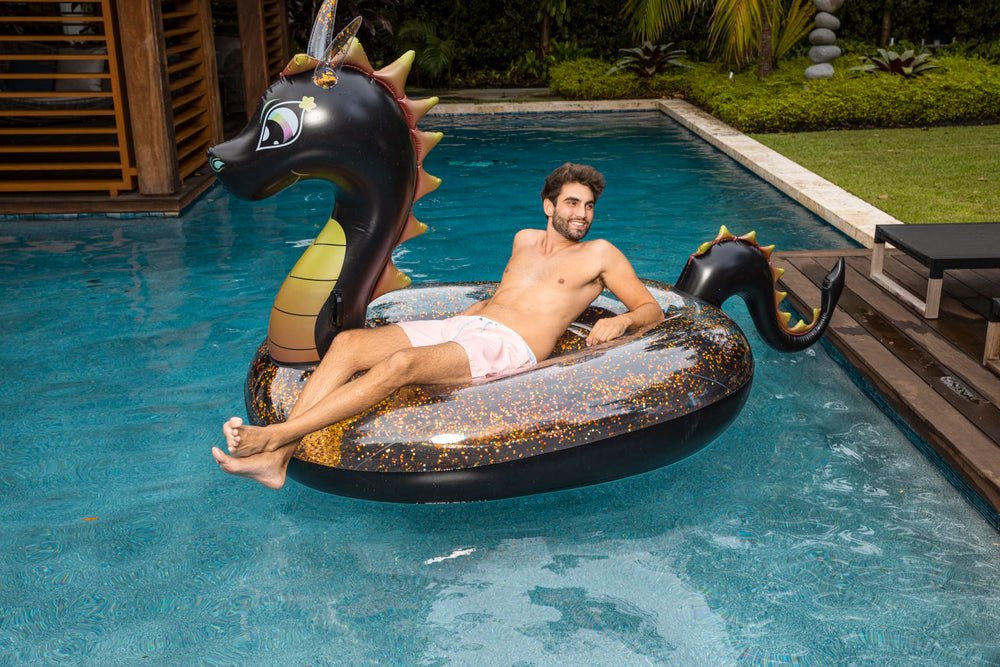 PoolCandy Sea Dragon warranty and quick inflation option.