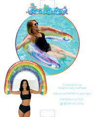 PoolCandy Rainbow Haze Sun Chair shows vibrant lighting for poolside lounging