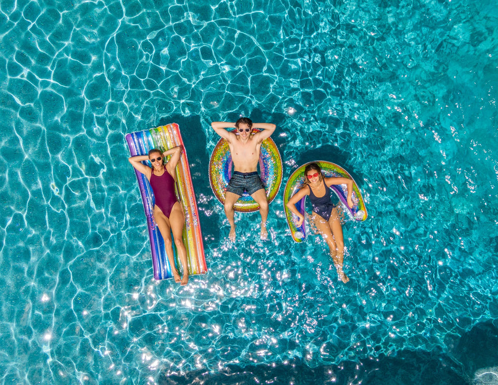 PoolCandy Sun Chair Rainbow Haze supports relaxed lounging with easy entry and drink access