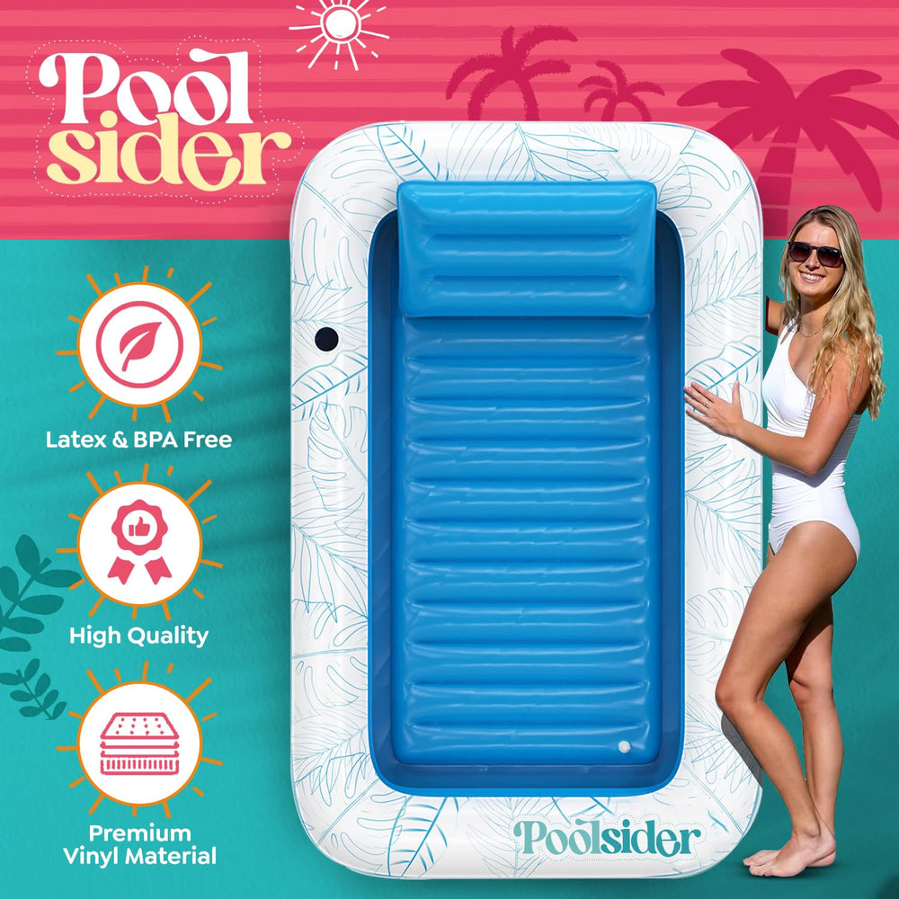 POOLSIDER adjustable 4-in-1 float with side view demonstrating versatility for sunbathing
