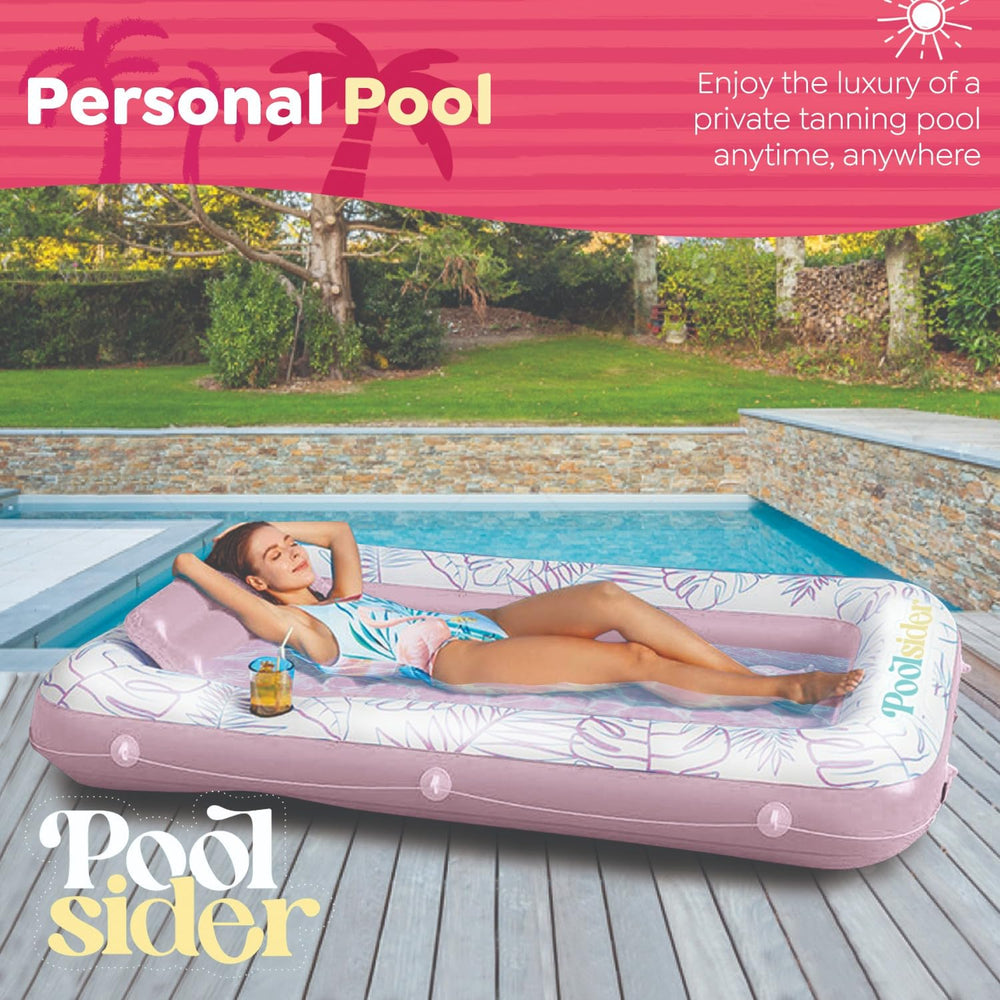 POOLSIDER personal pool lounge fills with water to create a backyard oasis