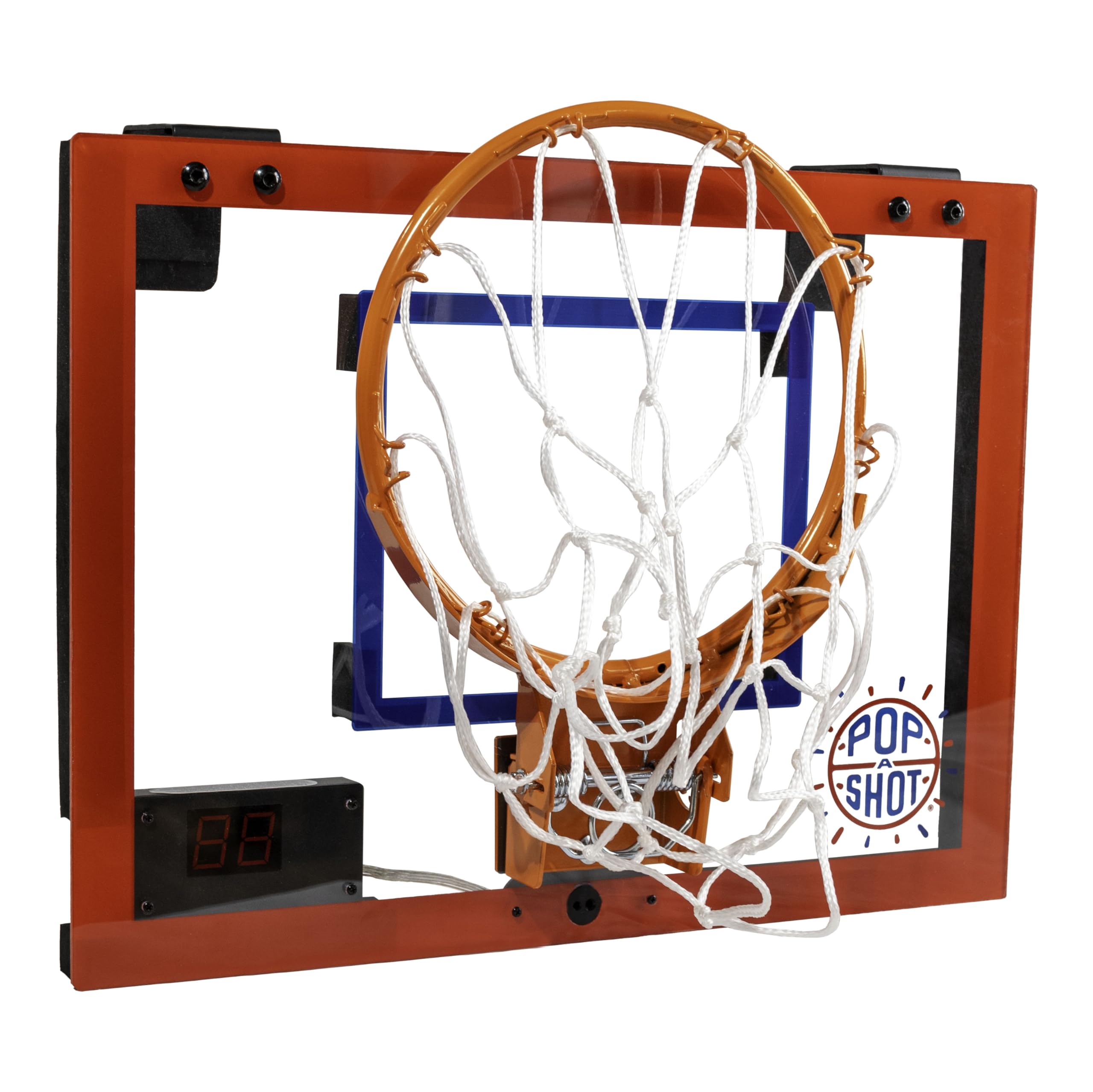 Pop-A-Shot Super Slam breakaway rim withstands intense dunk attempts in action.