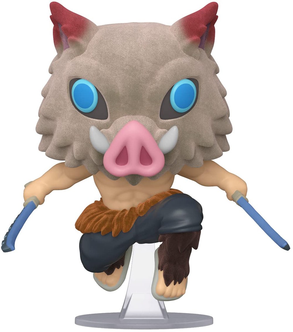 POP Funko Pop Demon Slayer Inosuke Exclusive (Flocked) side profile ideal for shelf display.