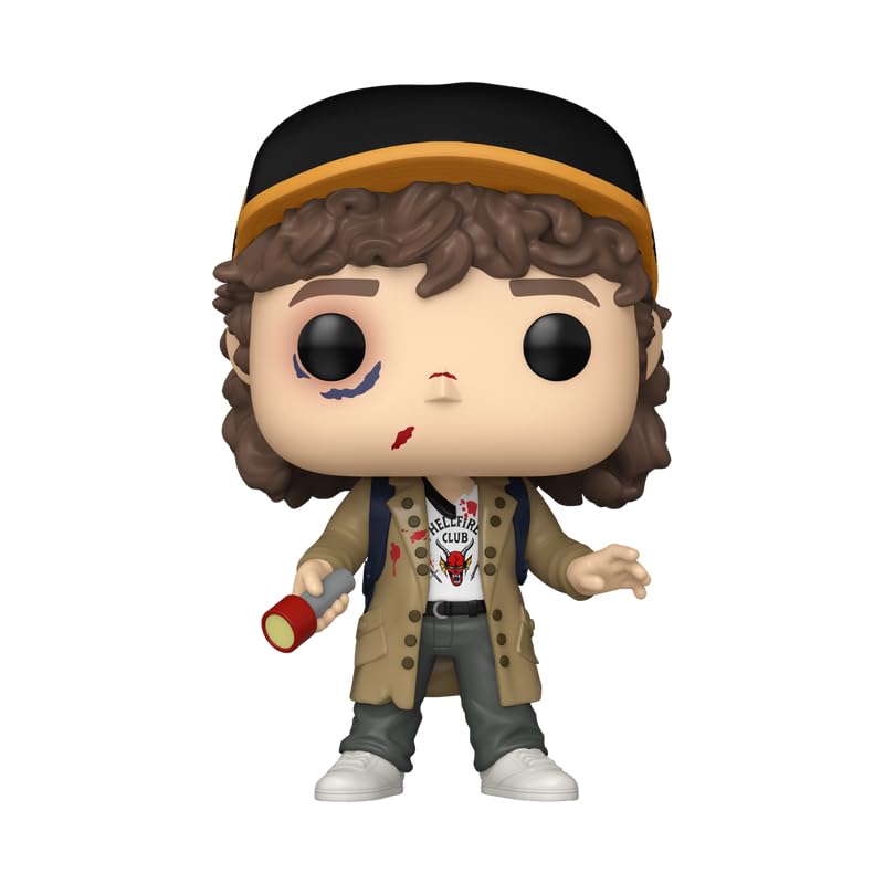 POP Dustin Henderson Battle Damaged Exclusive 1800 with plastic box protector enhances preservation.