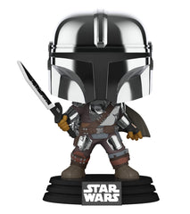 POP Funko Mandalorian with Darksaber chrome finish for collectible display