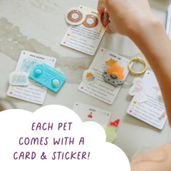 Pop It! Pets Season 2 stickers sheet featuring cute characters and designs.