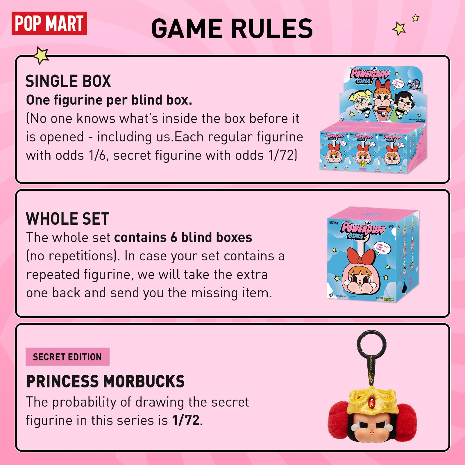 POP MART Crybaby Powerpuff plush detail image with vivid colors for desk decor.
