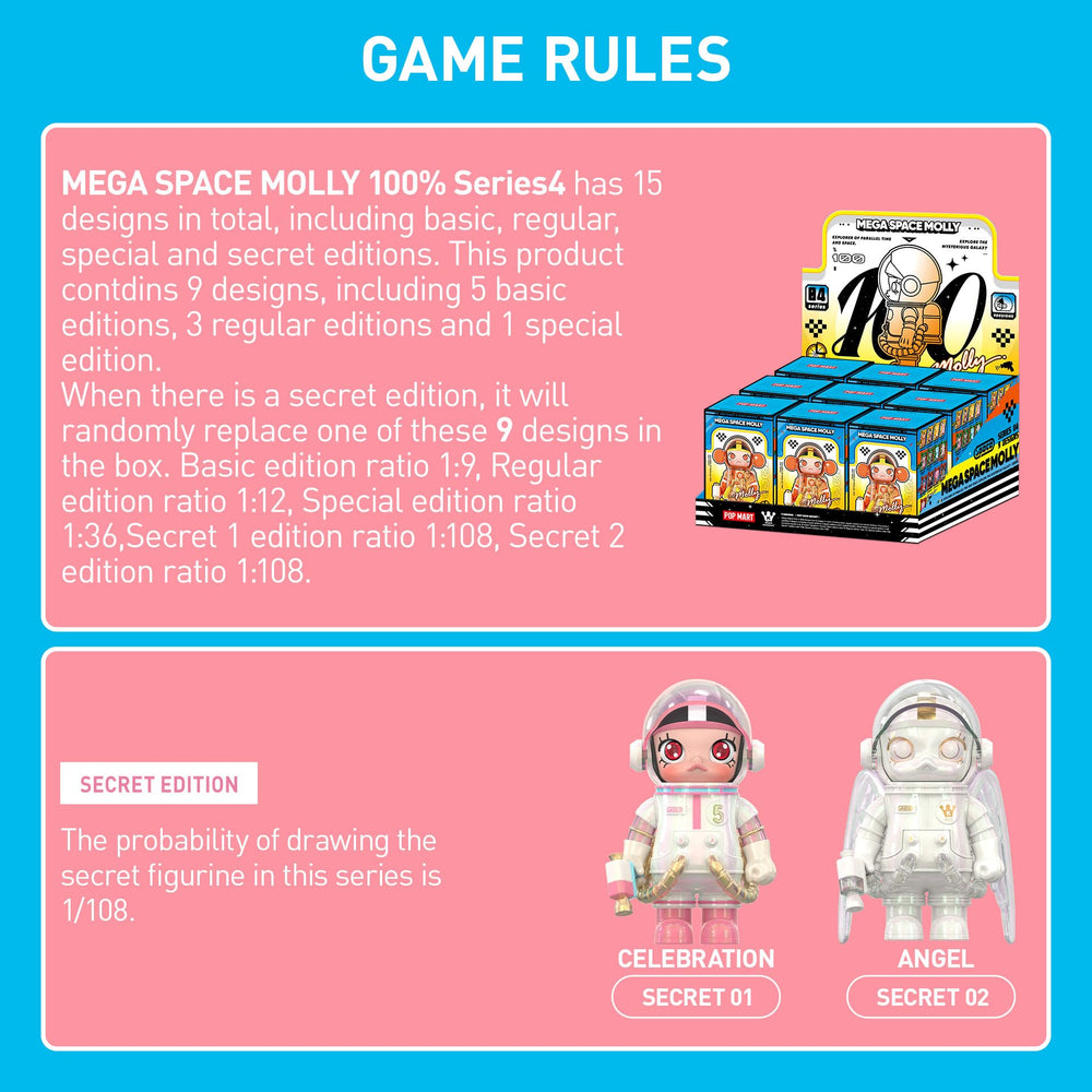 POP MART Mega Space Molly Series4 nine-design collection for display and gifting.