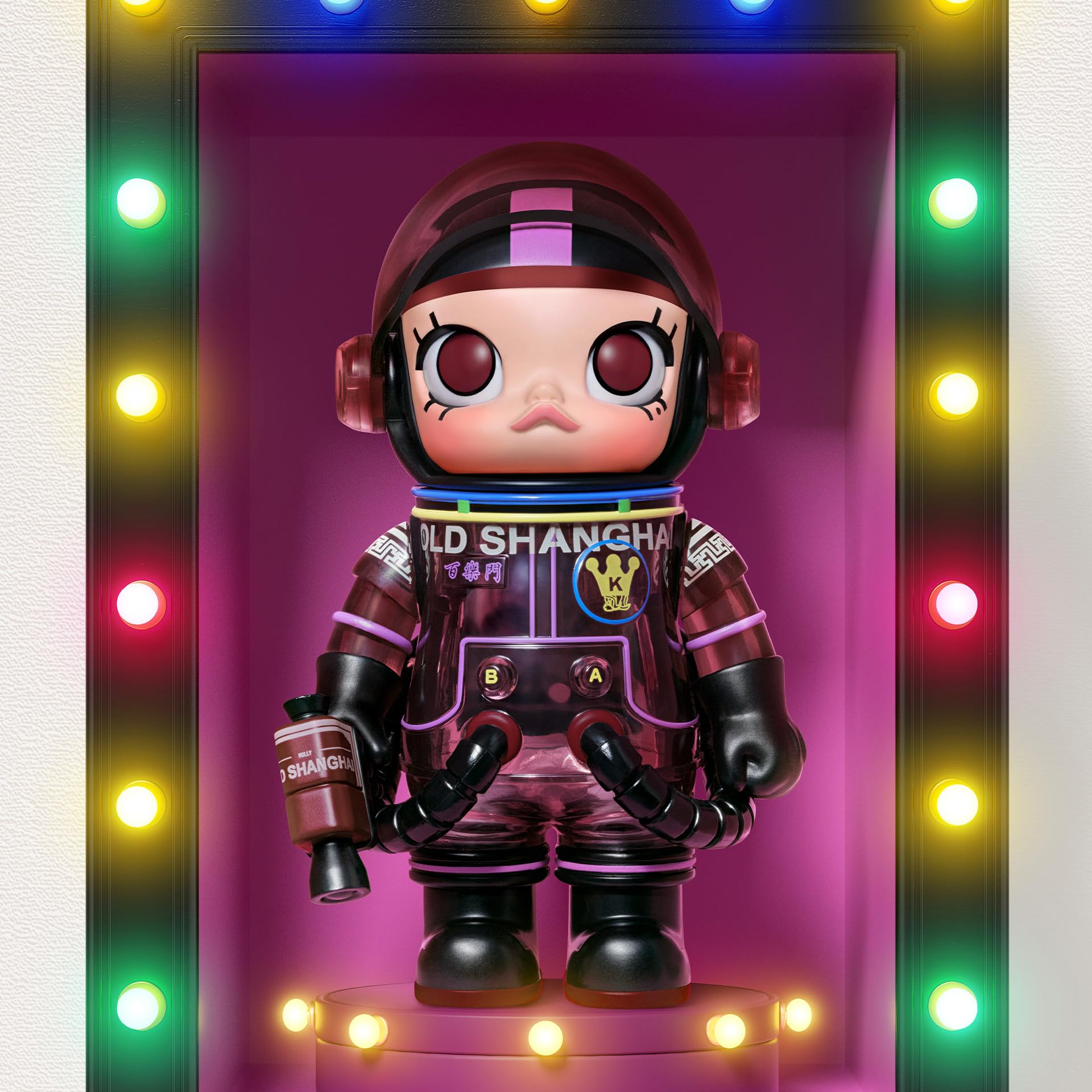 POP MART Mega Space Molly Series4 PVC material detail emphasizes durability and color.