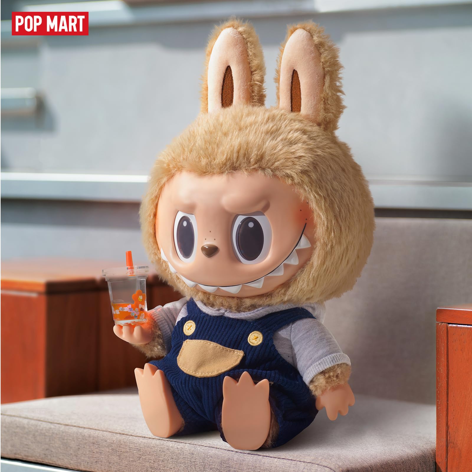 POP MART The Monsters Time to Chill plush doll, close-up eye detail, highlights craftsmanship and character.