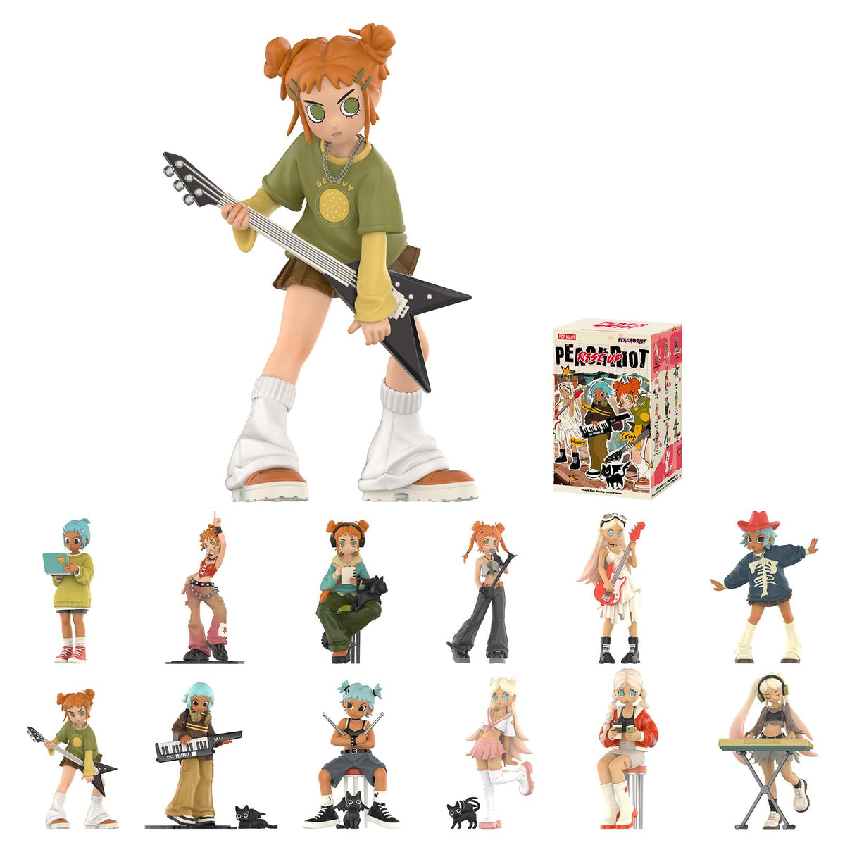 POP MART Peach Riot Rise Up figure front view for bold display and collection appeal.
