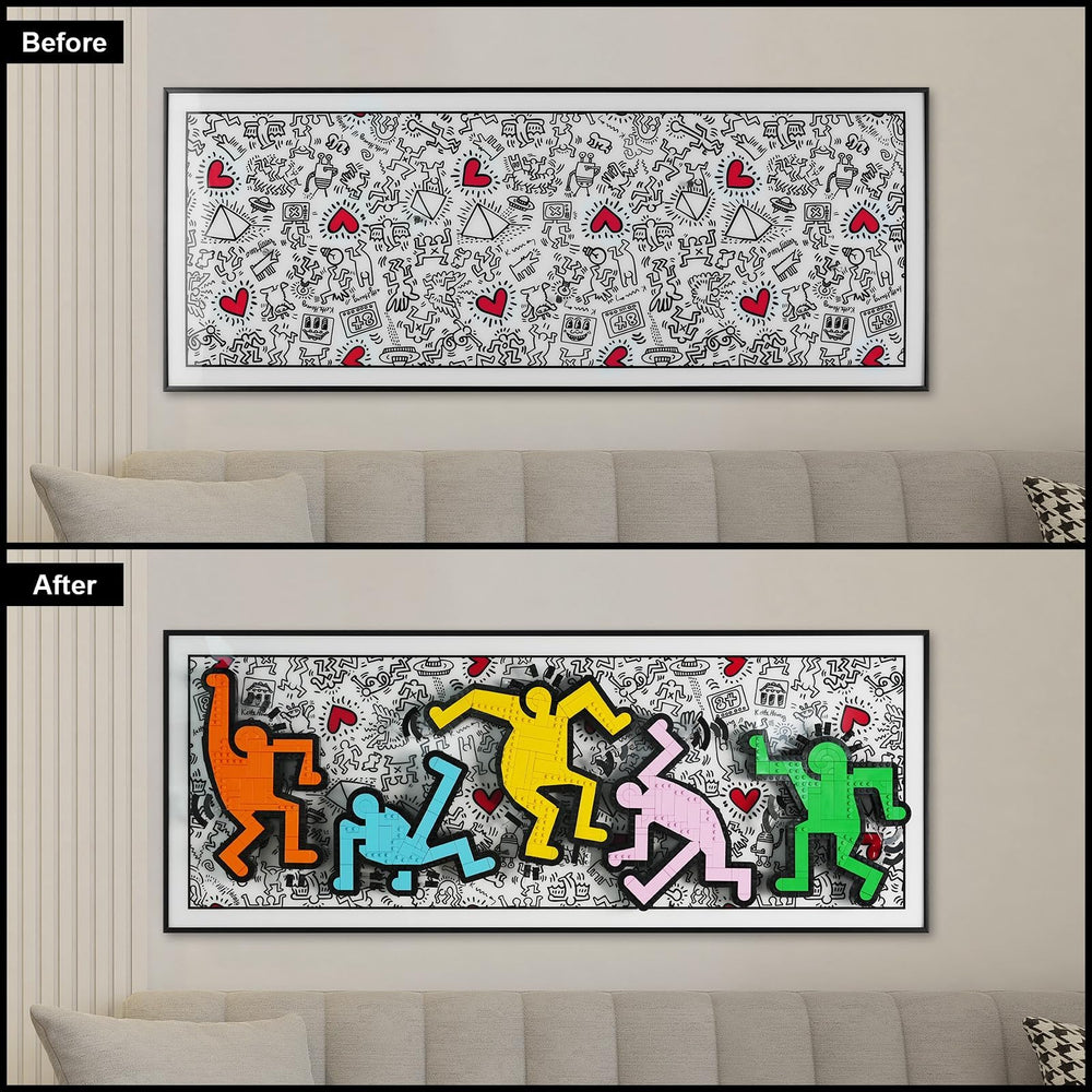 Popbricks pre-installed mounting holes simplify wall hanging.