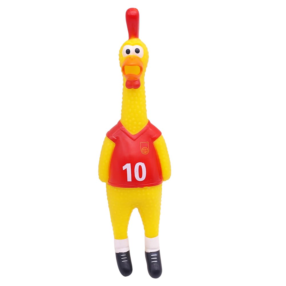 POPLAY 14-inch rubber chicken squeaks loudly for playful pranks.