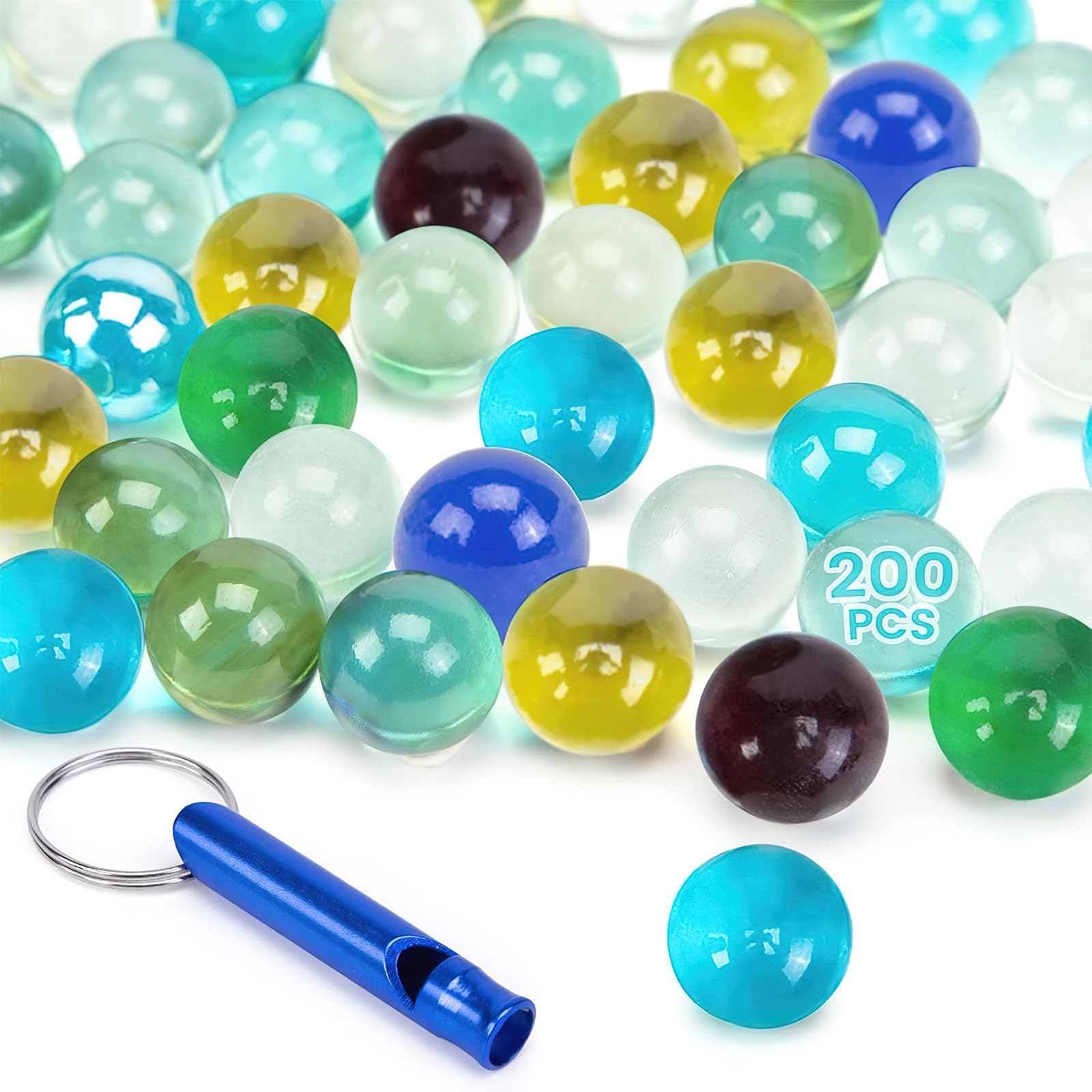 Poplay 200pcs marbles bulk with whistles for fast-paced racing.