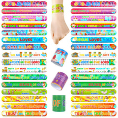 POPLAY 48PCS bracelets show pattern variety for engaging Bible verses.