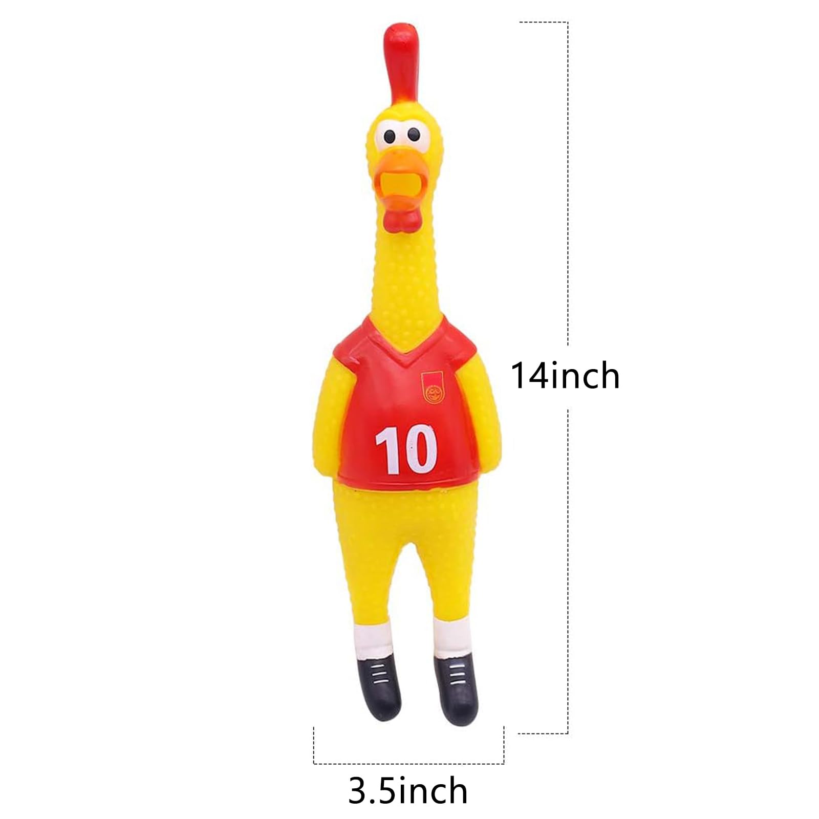 POPLAY latex squeaky chicken toy ideal for kids and pets.