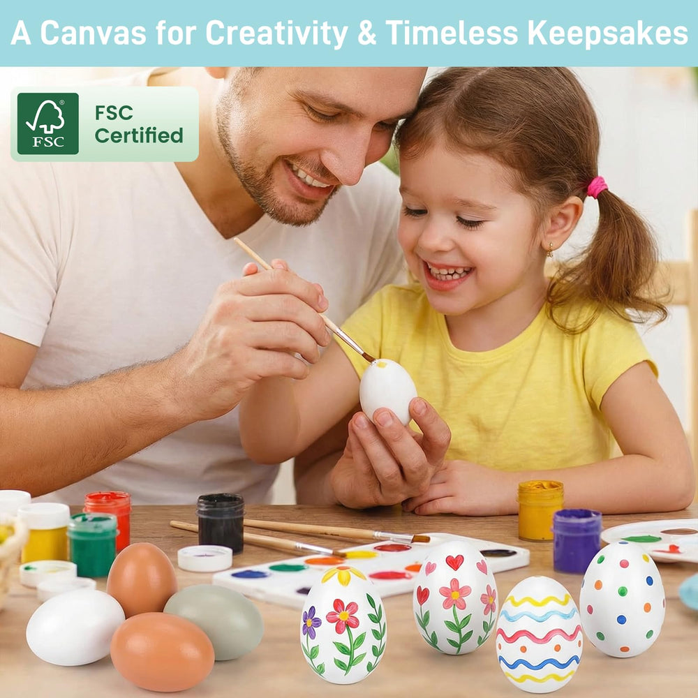 POPLAY wooden eggs for painting with a smooth, paint-friendly surface