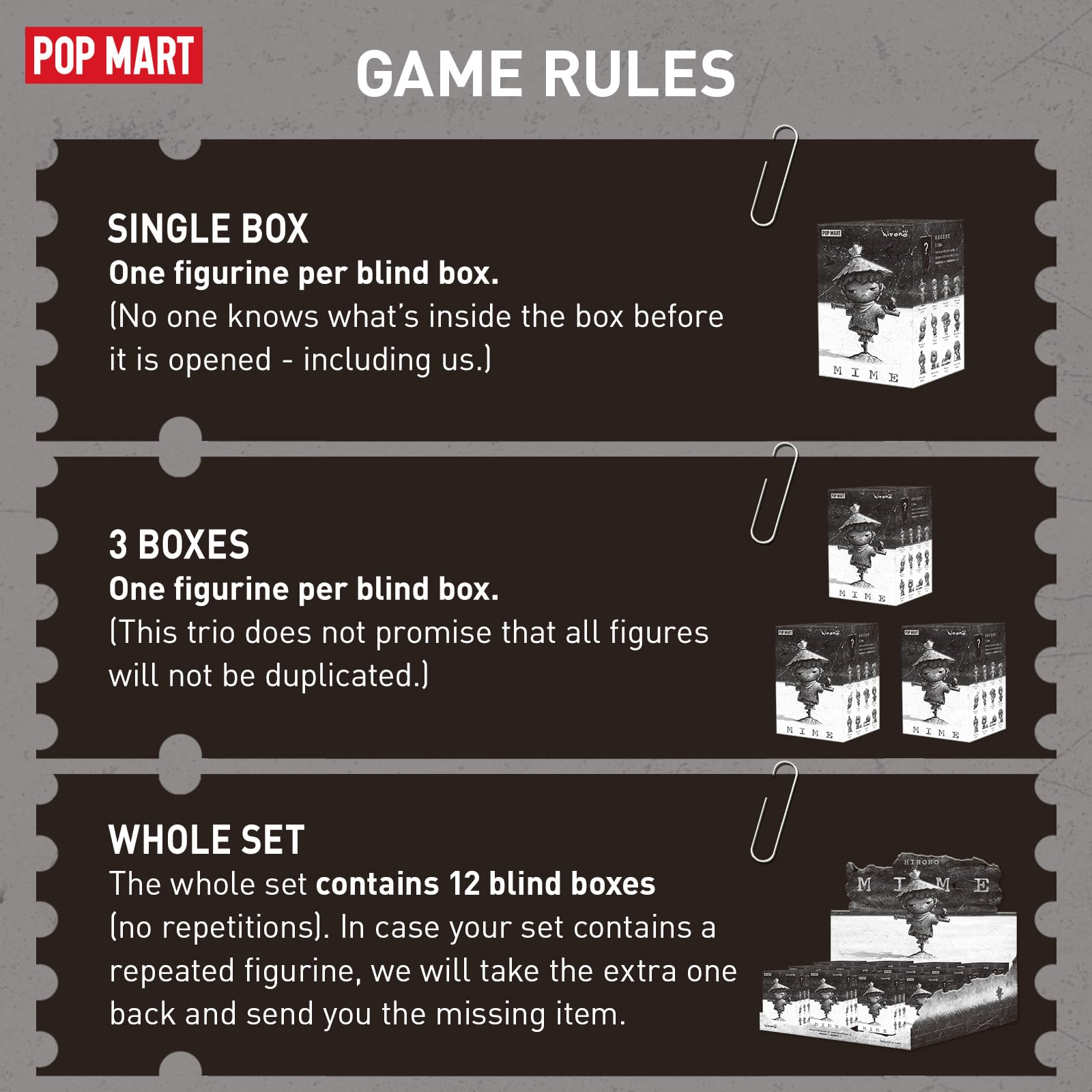 POP MART Hirono Mime Series figure inside the box, perfect for collectors.
