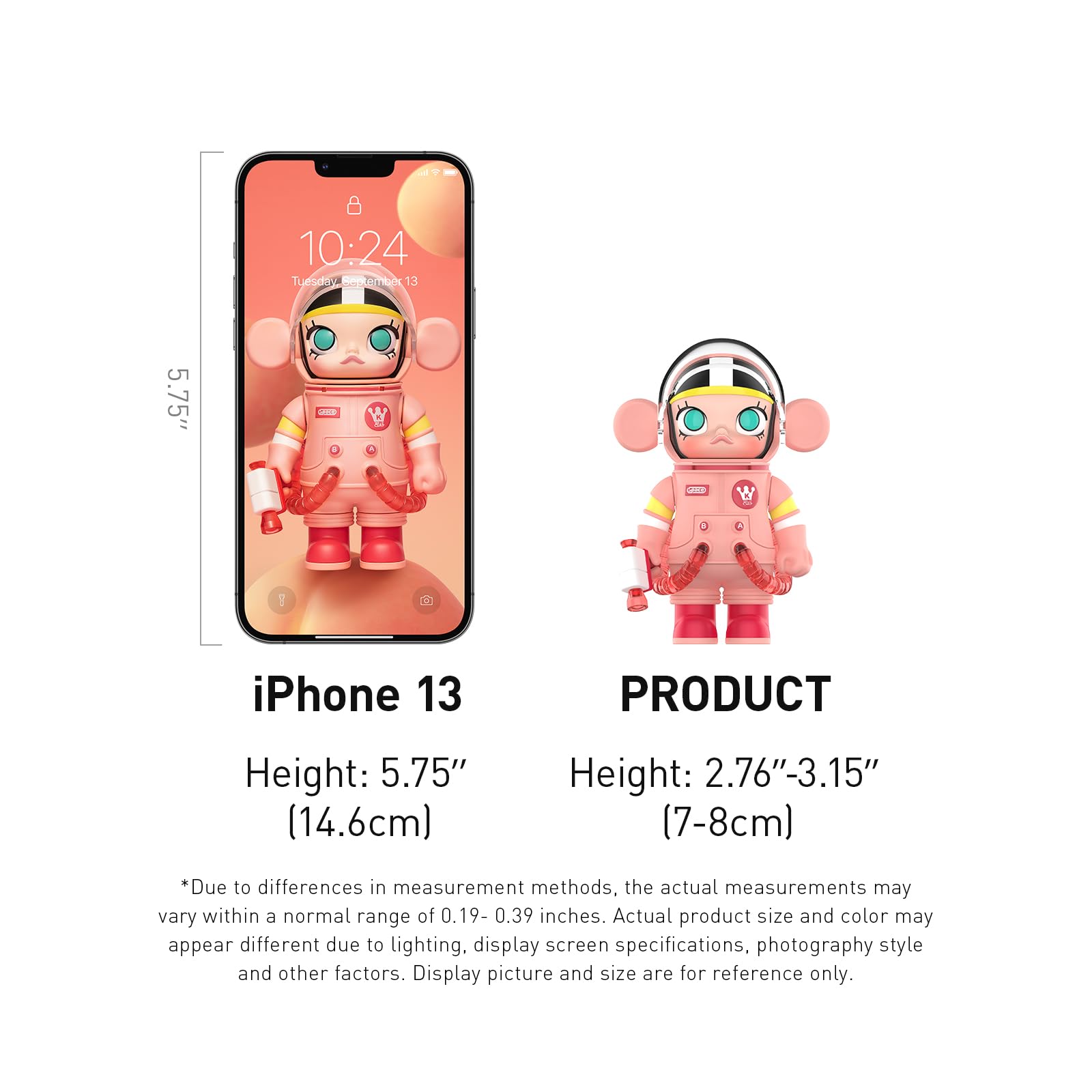 POP MART Mega Space Molly compact figure height 2.76–3.15 inches