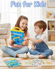 Popokeegoo waterproof sticker book with a handle for travel-friendly fun.