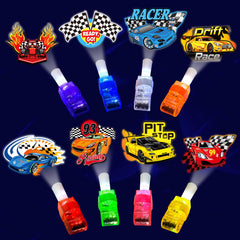 POPOOO 24-pack LED finger lights with race car designs for party favors.