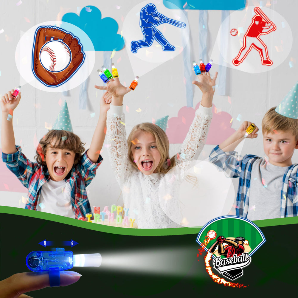 POPOOO baseball bat pattern finger light adds festive glow.