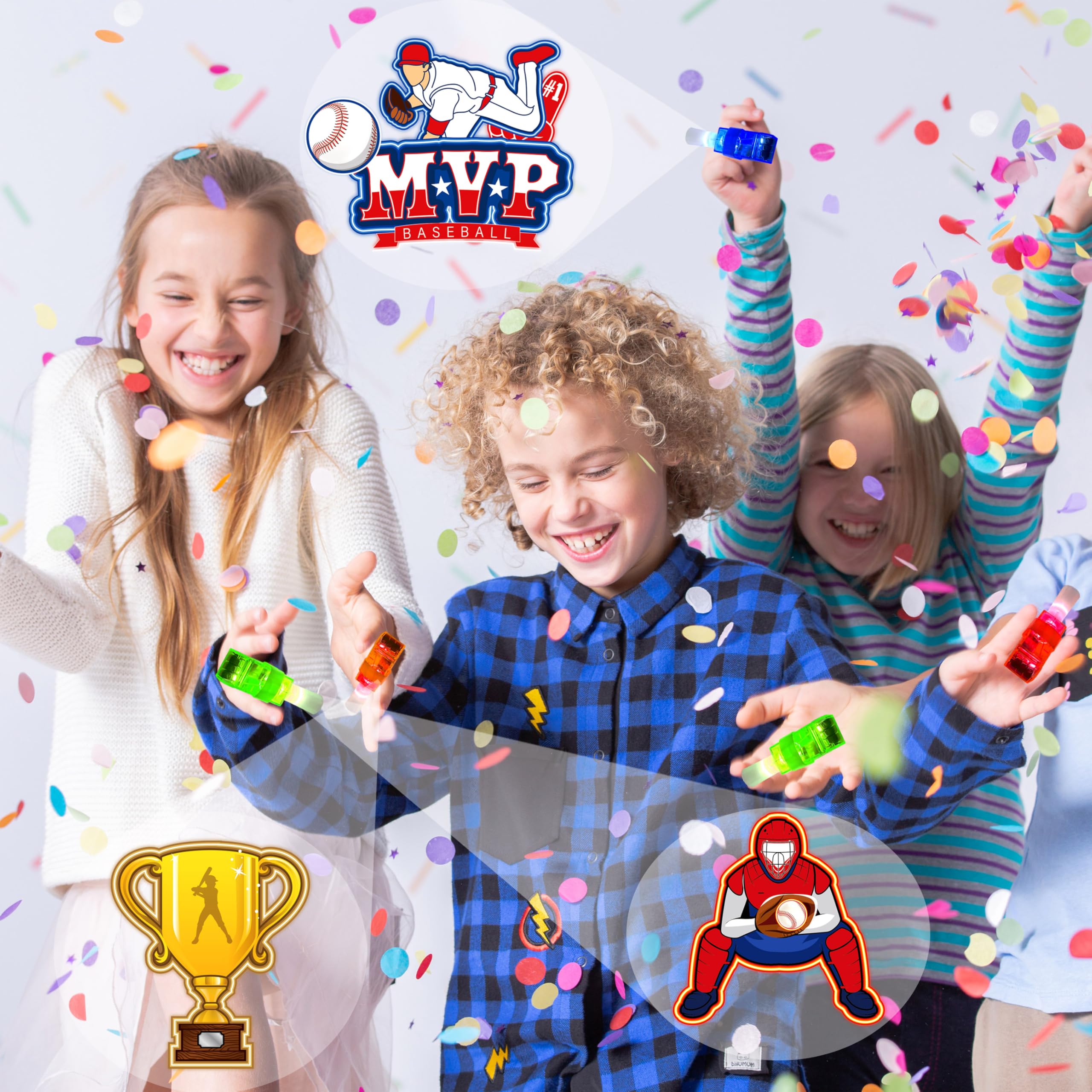 POPOOO trophy pattern finger light highlights achievements at parties.