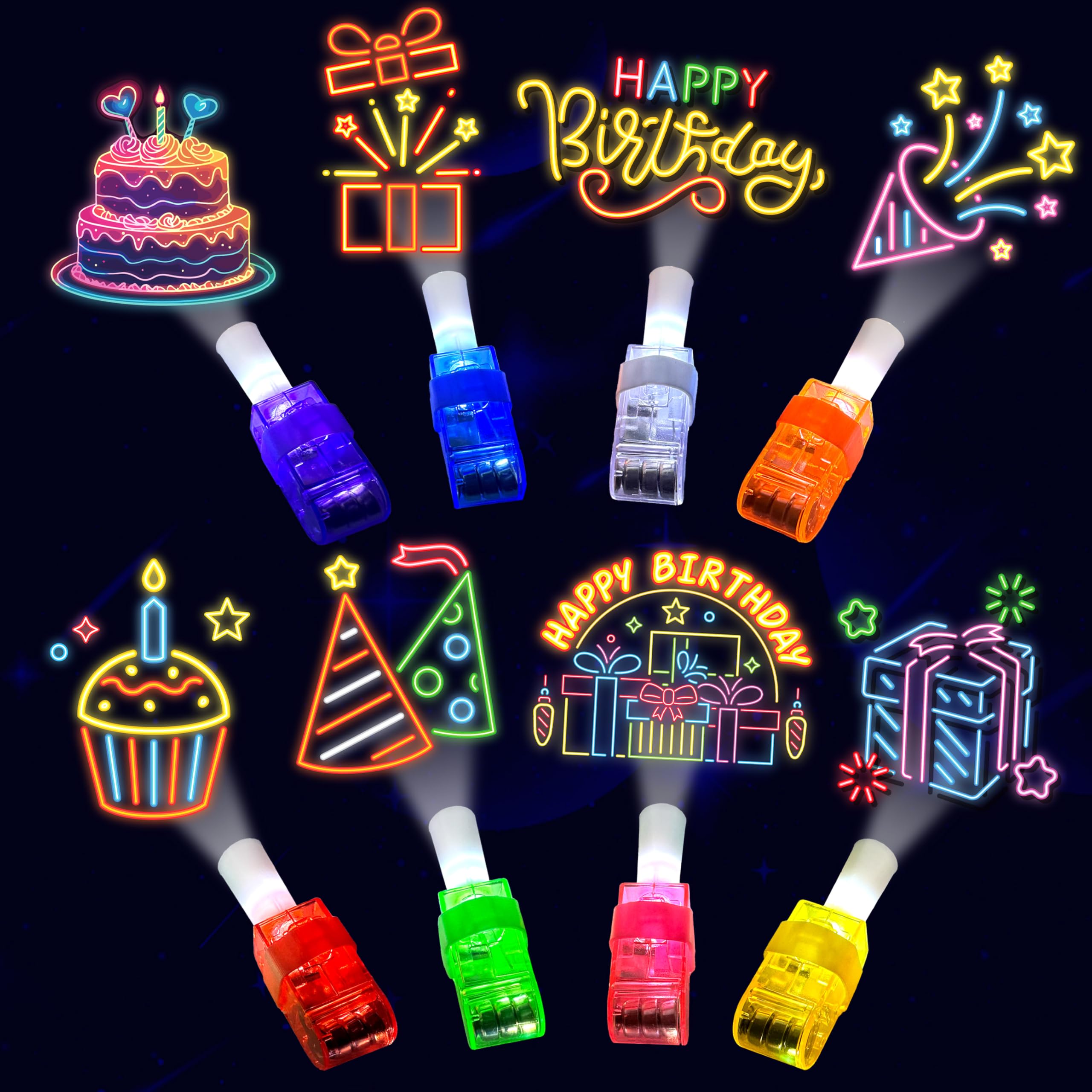 POPOOO neon birthday finger light cake candles pattern for festive party glow