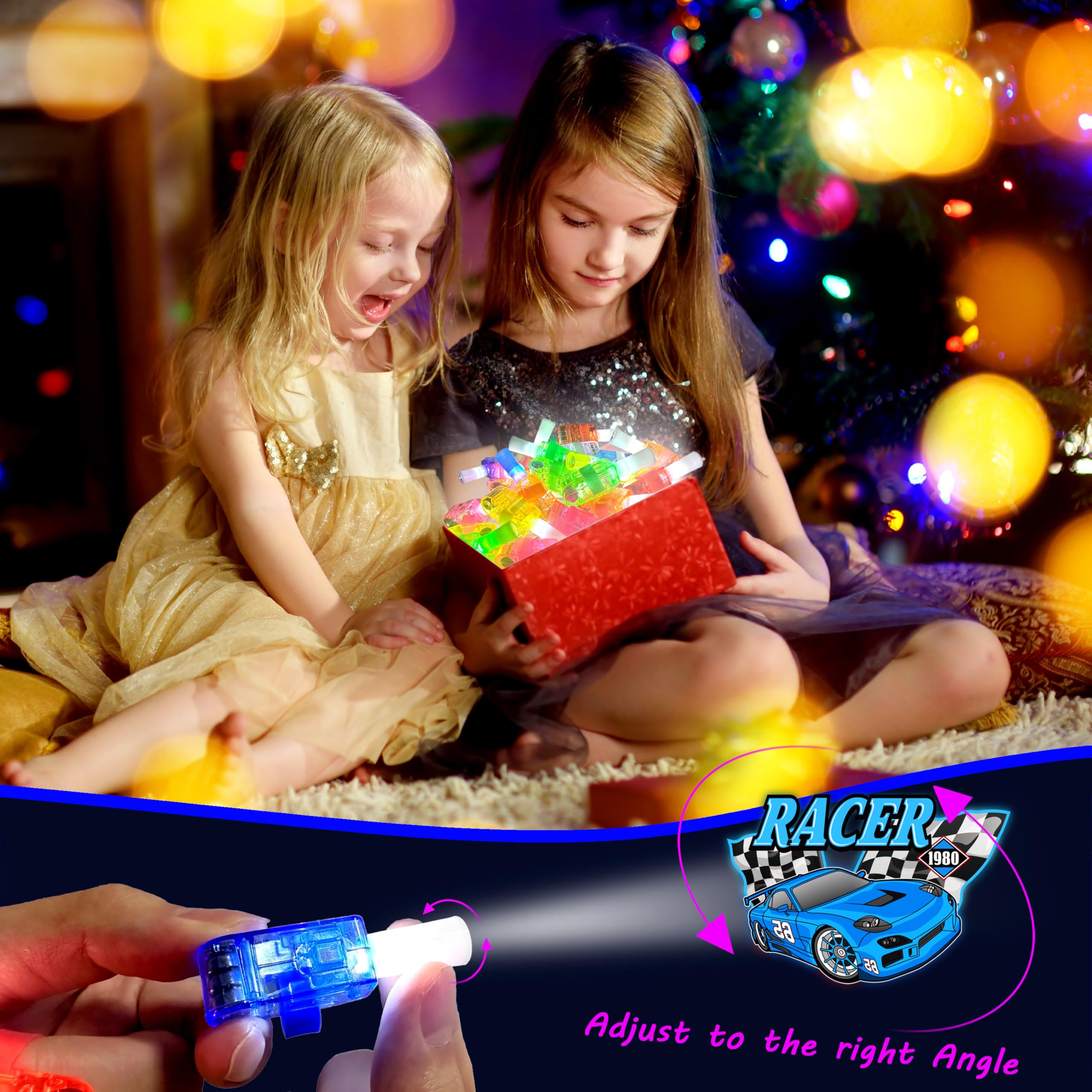 POPOOO durable plastic LED lights with stretchable straps for easy wear.
