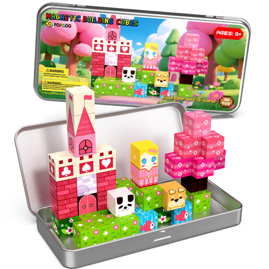 POPOOO Princess magnetic blocks cubes ideal for portable on-the-go play.