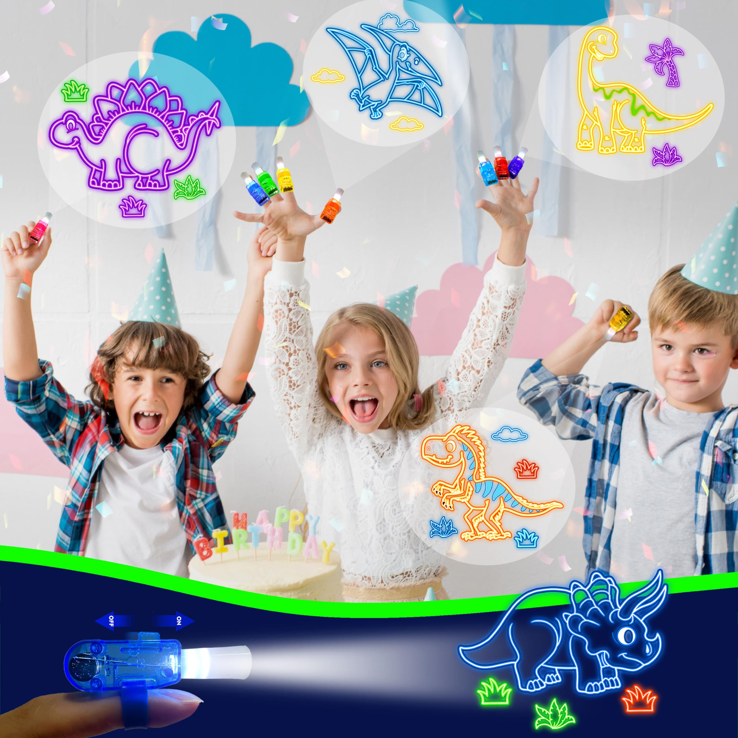 POPOOO pterosaur finger light offers bright projection for adventurous party decor