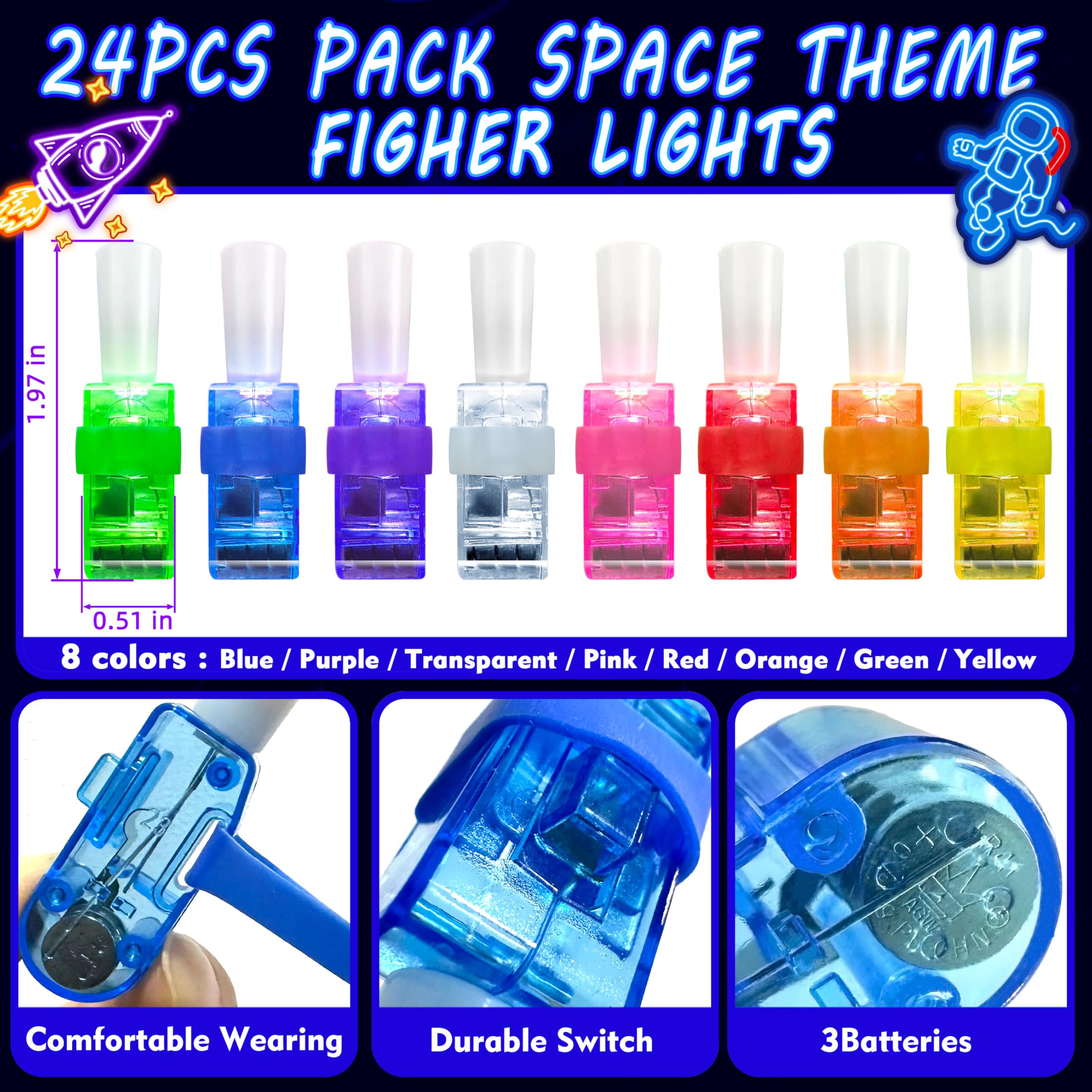 POPOOO space finger light astronaut shines softly for classroom prizes.