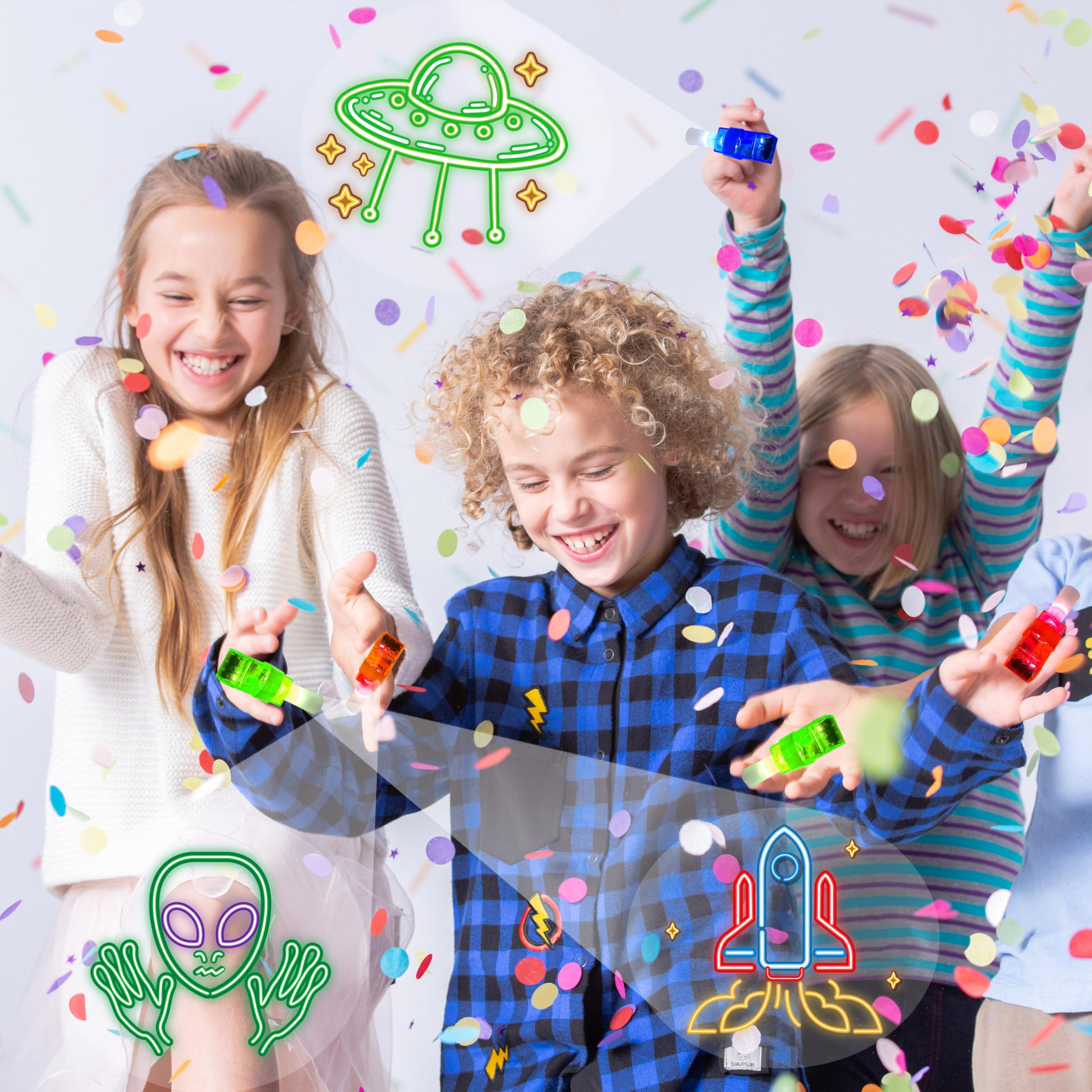 POPOOO space finger light glow boosts party ambiance and fun.