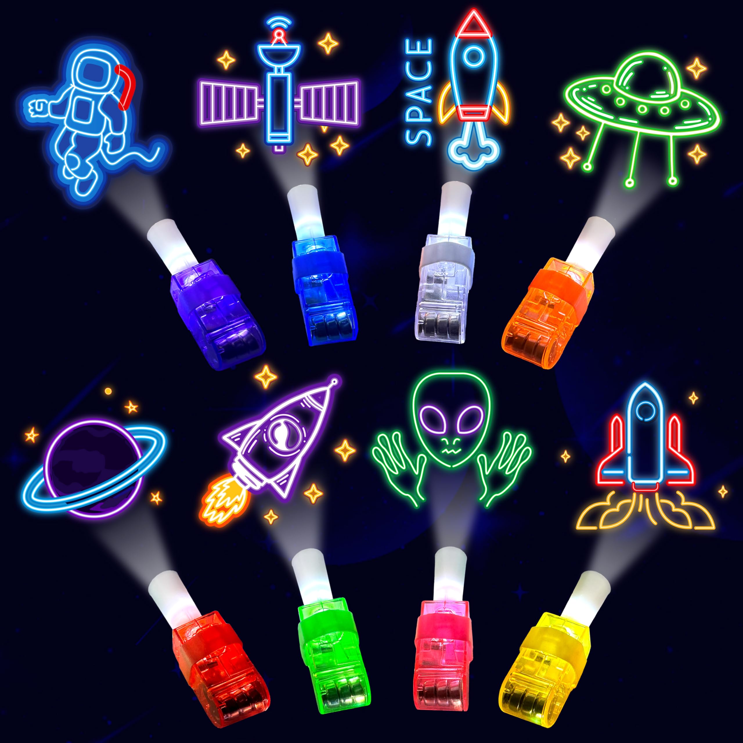 POPOOO space finger light rocket glows vividly for festive party moments.