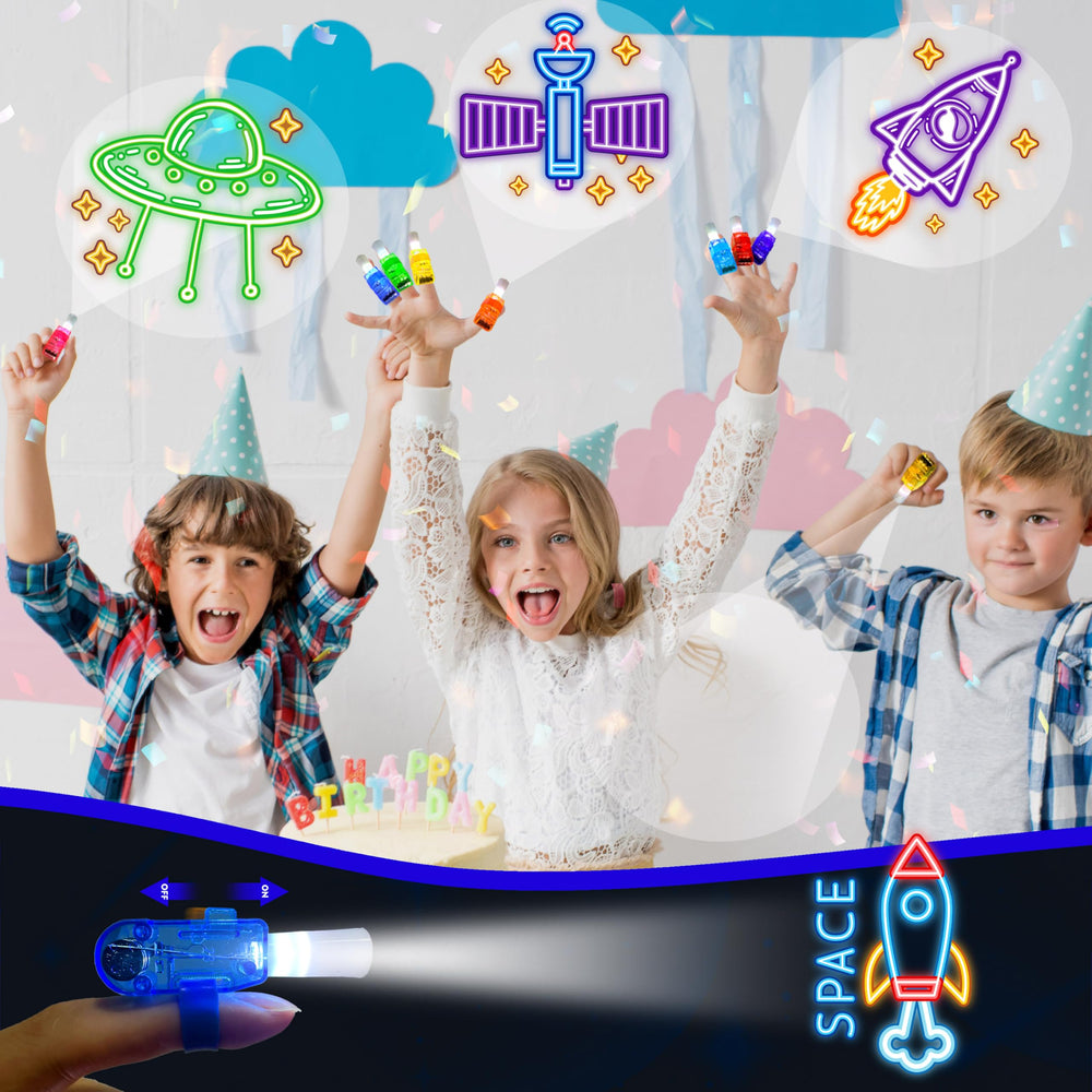 POPOOO space finger light space-station illuminates party decor and treats.