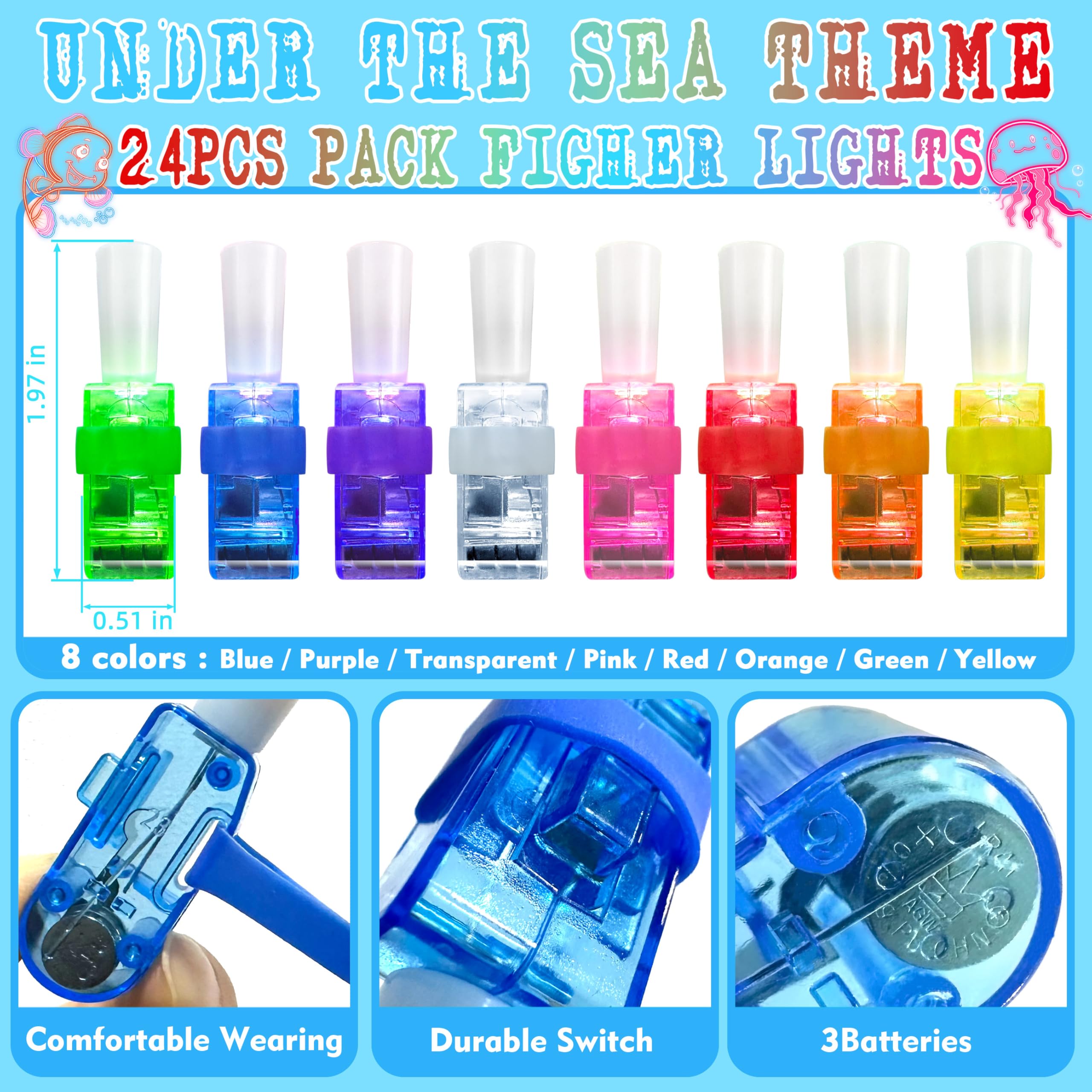 POPOOO finger light with clownfish pattern brightens ocean party favors.