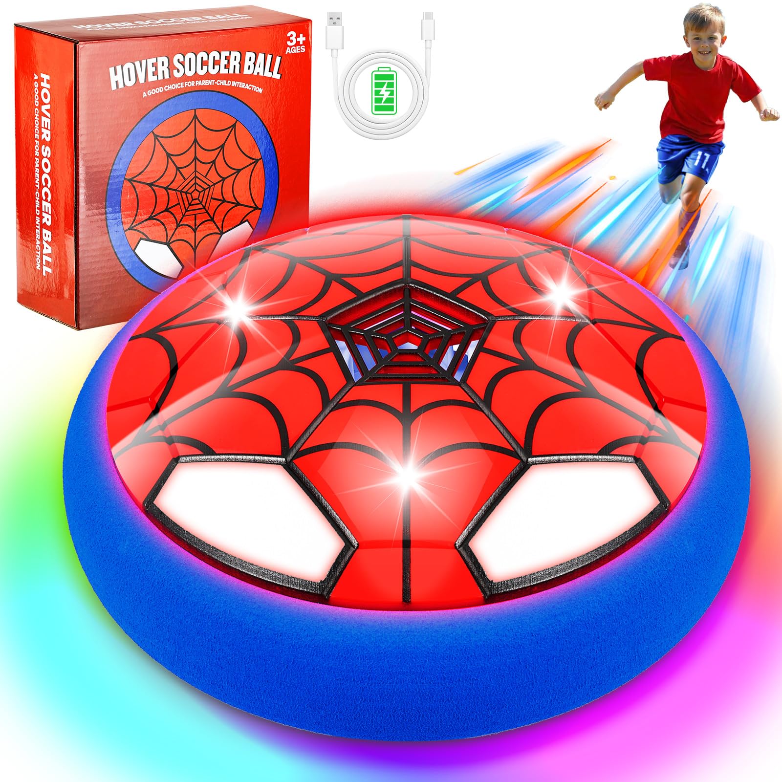 POPSVON indoor hover ball with LED spider design for safe indoor play