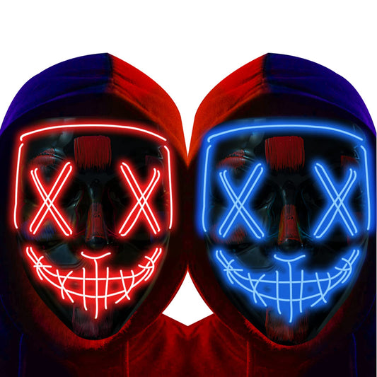 Poptrend LED Halloween mask front view with bold glow for parties