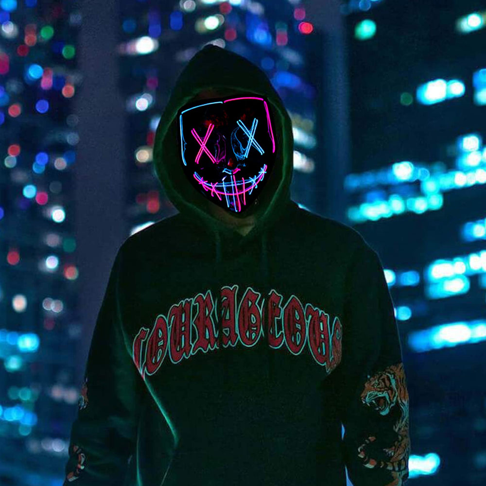 Poptrend LED light-up mask ideal for discos and clubs with three lighting modes.